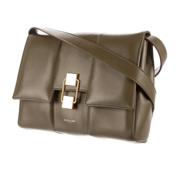 DeMellier Olive Green Leather Alexandria Purse Crossbody Shoulder Bag